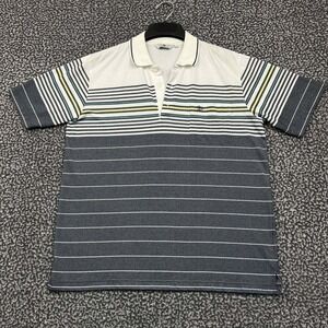 Pierre Balmain Polo Shirt Men Extra Large Gray Striped Short Sleeve Collared XL